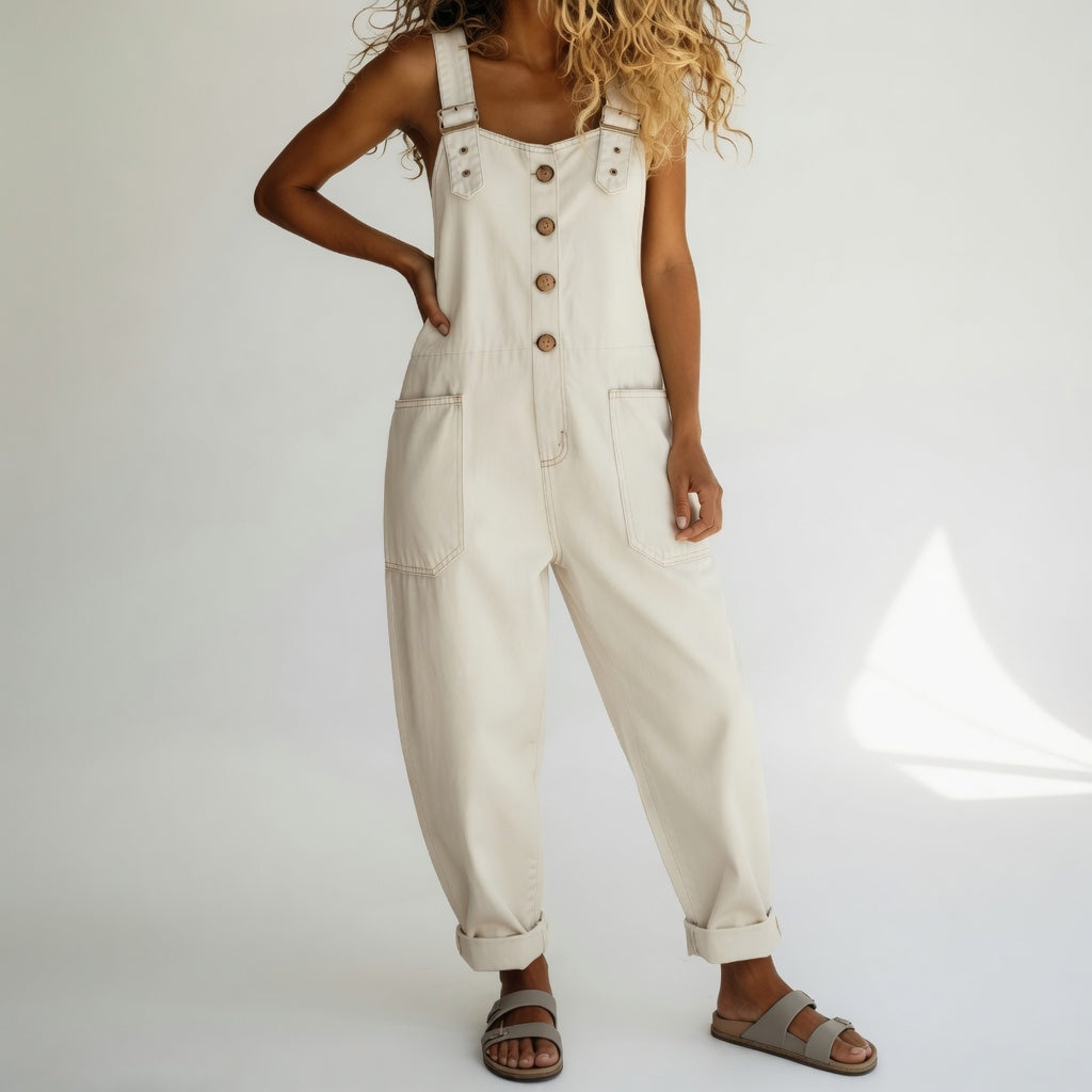 Opaline - Button Front Denim Overalls