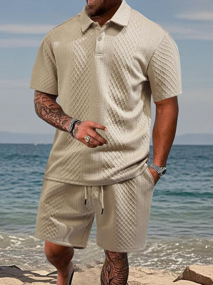 Niall - Textured Polo & Shorts Set