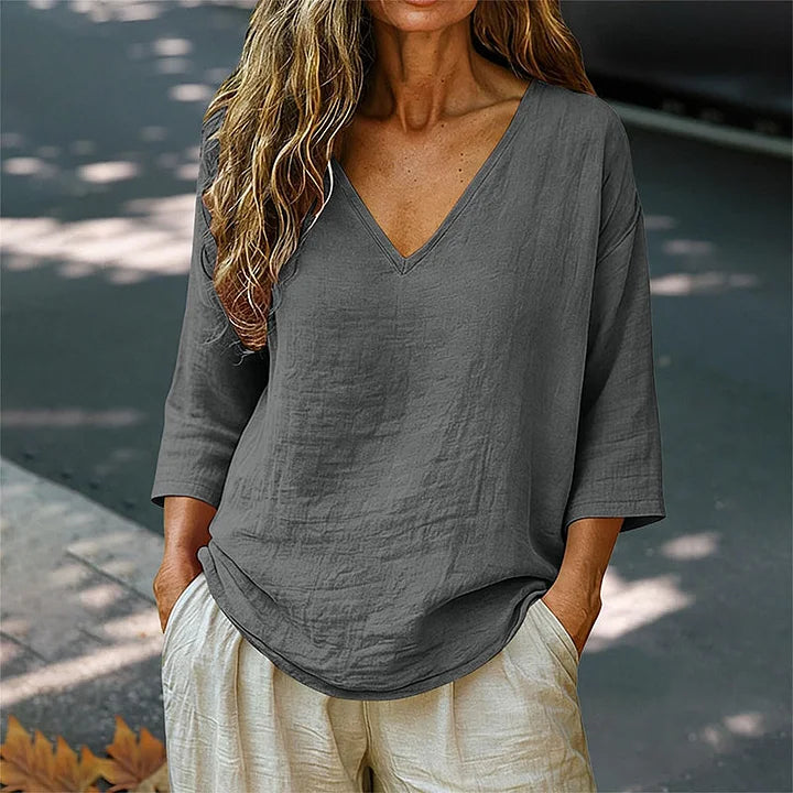 Rhianna - Elegant V-Neck Blouse