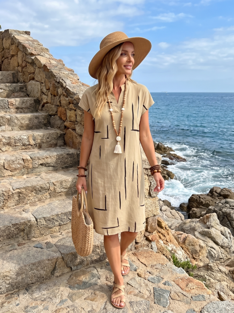 Elunara - Airy Abstract Print Dress
