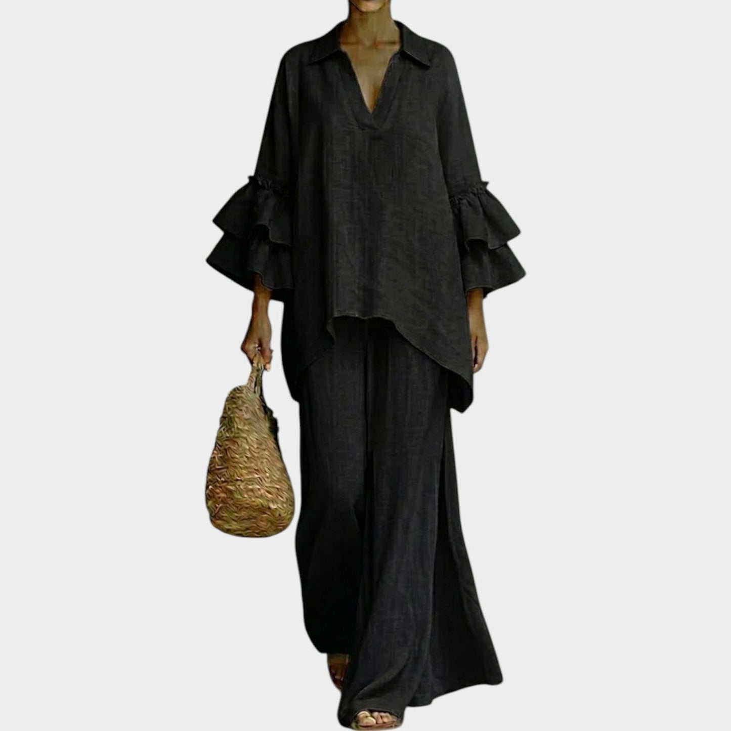 Catrin - Ruffle Sleeve Tunic and Trousers Set