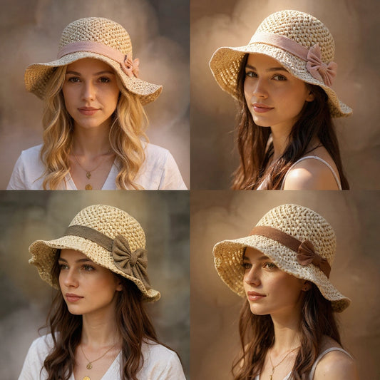Coralie - Handcrafted Bow Sun Hat