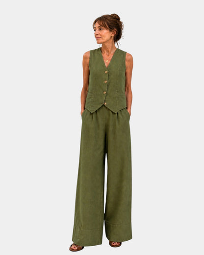 Nicolette - Tailored Vest & Wide-Leg Trousers Set