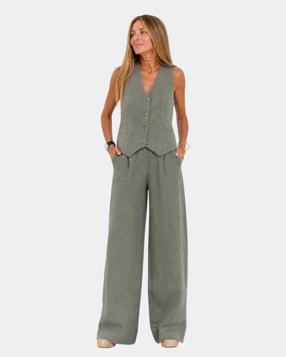 Nicolette - Tailored Vest & Wide-Leg Trousers Set