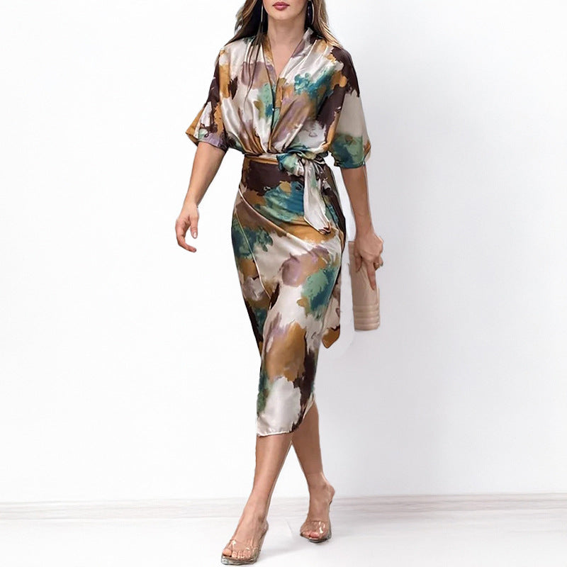 Jelyra - Lustrous Wrap Midi Dress
