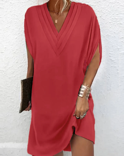 Adora - Soft-Touch V-Neck Wrap-Detail Dress