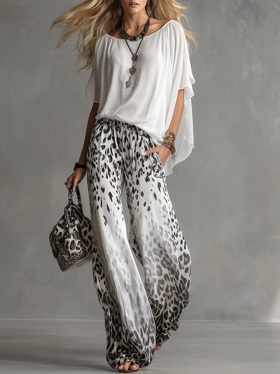 Ivette - Lightweight Blouse & Wide-Leg Trousers Set