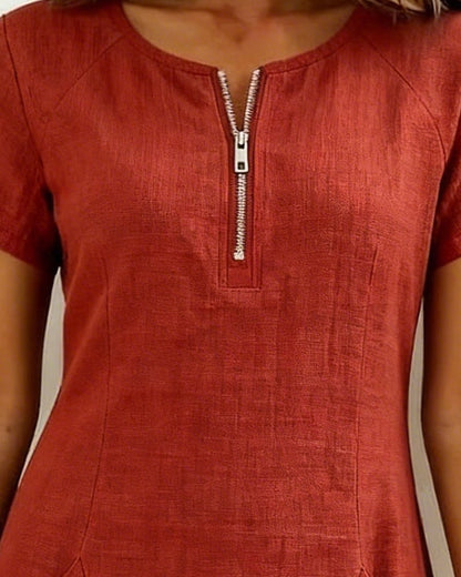 Girella - Breezy Linen A-Line Dress