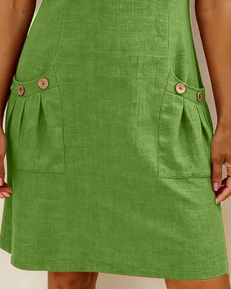 Girella - Breezy Linen A-Line Dress