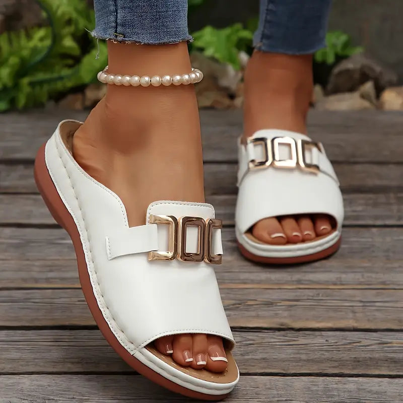 Lucerra - Buckle Strap Slide Sandals