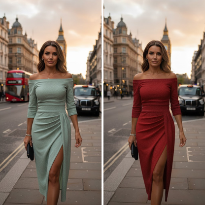 Lylah - Draped Halter-Neck Maxi Dress