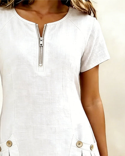 Girella - Breezy Linen A-Line Dress