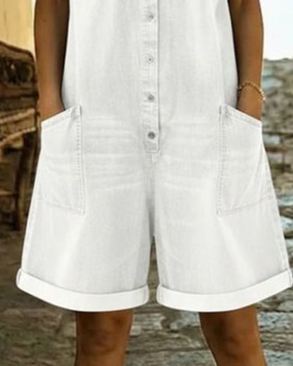 Ysmeria - Denim Button Front Romper