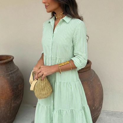 Ilyara - Lightweight Striped Button-Front Dress