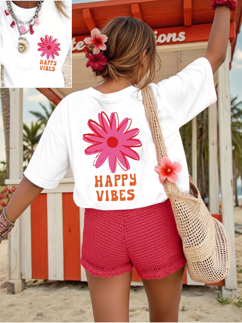 Zorina - Soft-Touch Oversized Floral Graphic T-Shirt
